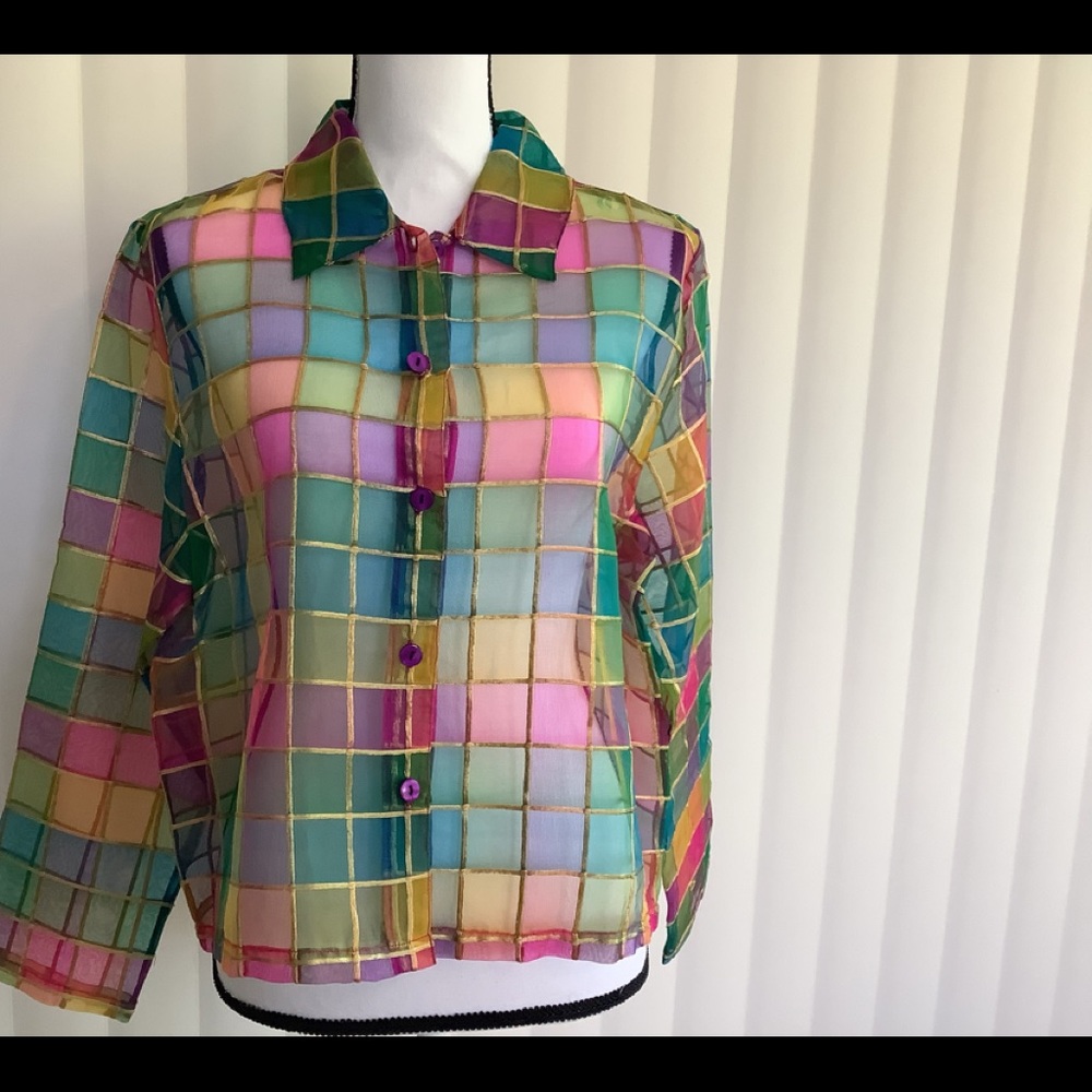 Vintage/Retro 100% silk organza blouse